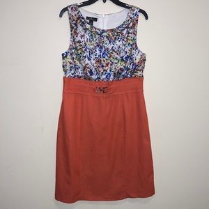Orange and patterned sheath dress size 12